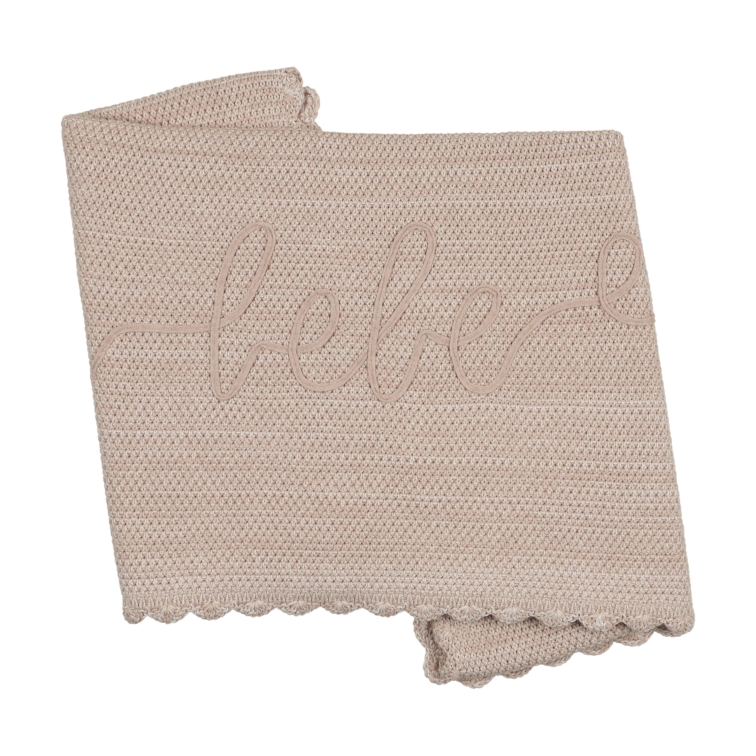 Peluche Scalloped taupe mélange bebe blanket
