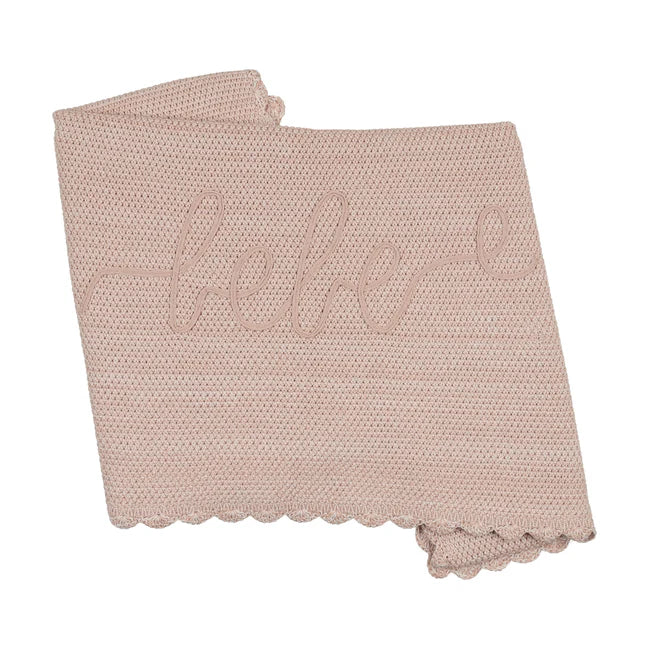Peluche Scalloped rose mélange bebe blanket