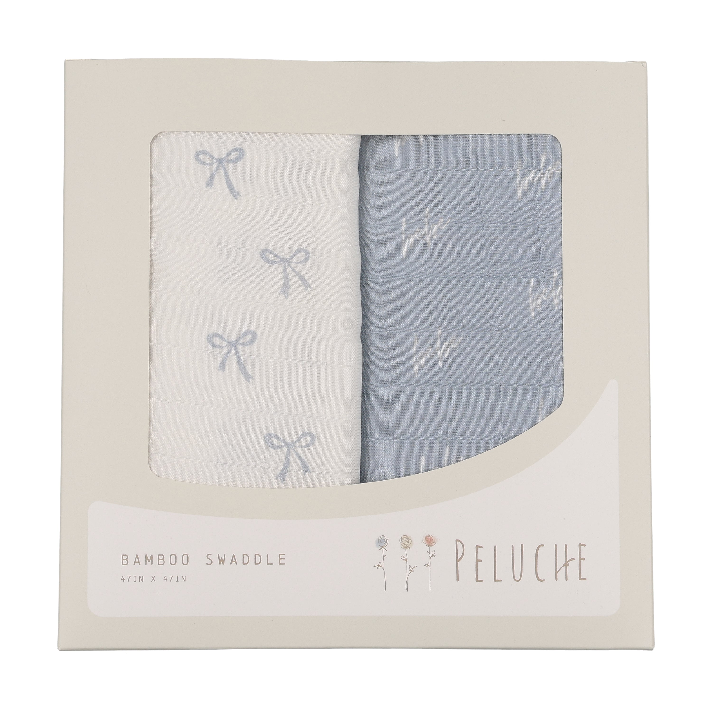 Peluche Bebe Bow Blue 2 Pack Swaddle