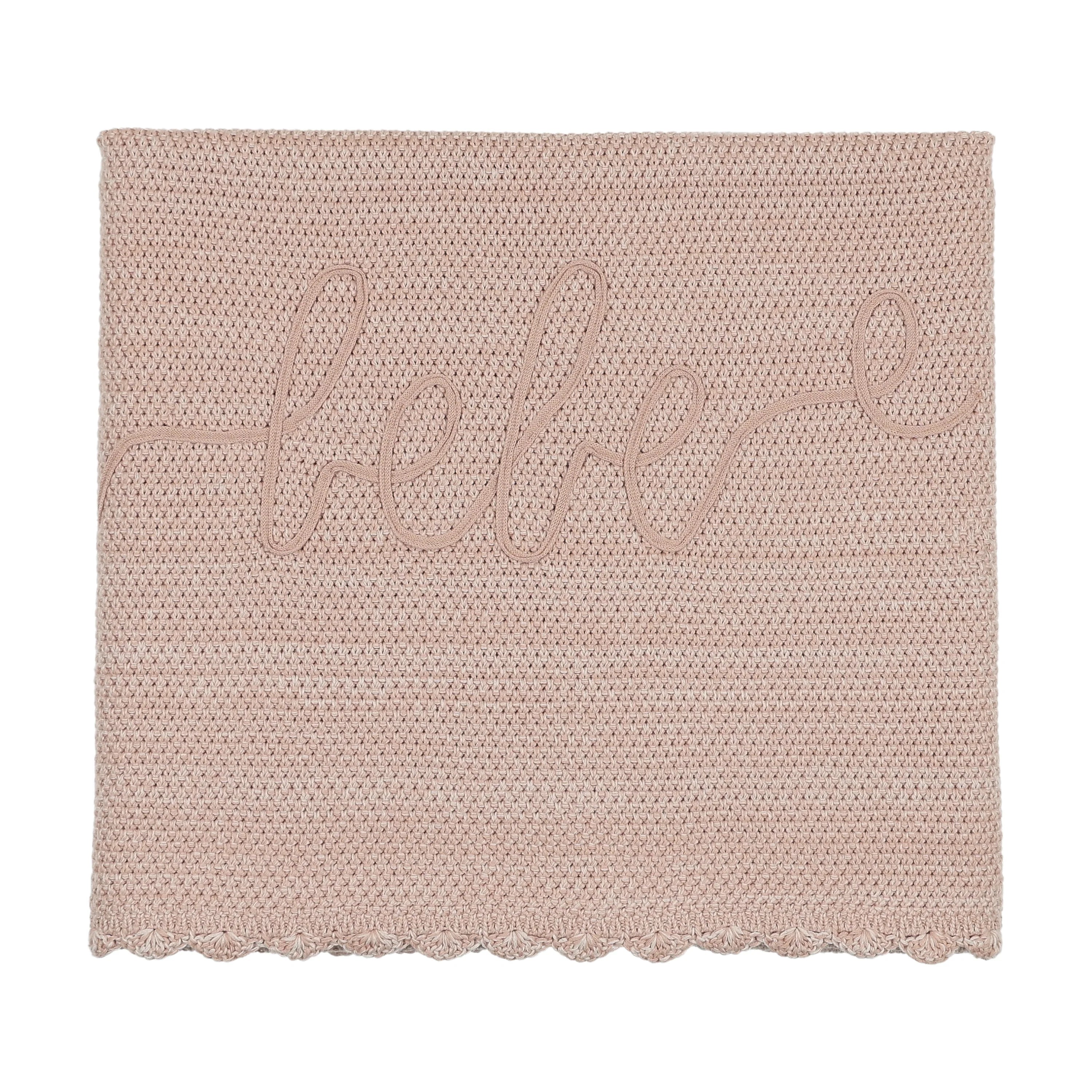 Peluche Scalloped rose mélange bebe blanket
