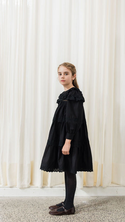 Poplin black short dress by Petite Amalie