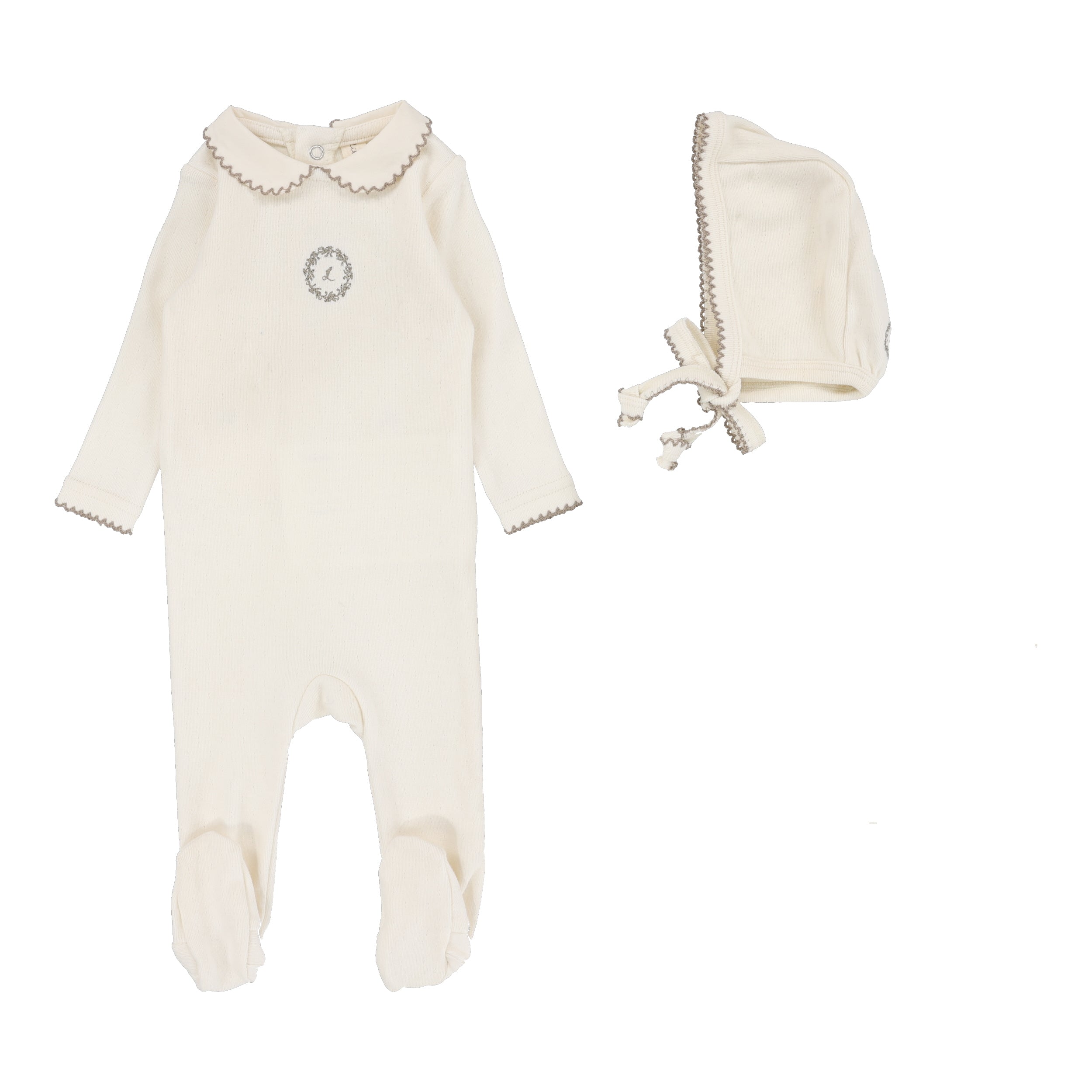 Lilette Emblem cream/oat footie set
