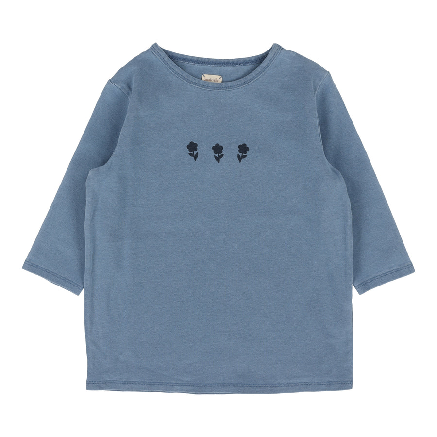Denim floral accent 3 quarter sleeve tee by Lil Leggs
