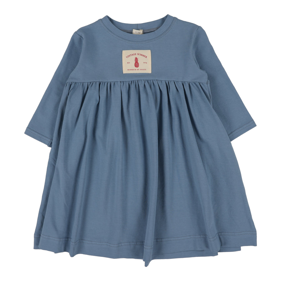 Patch blue 3 quarter sleeve dress by Lil Leggs