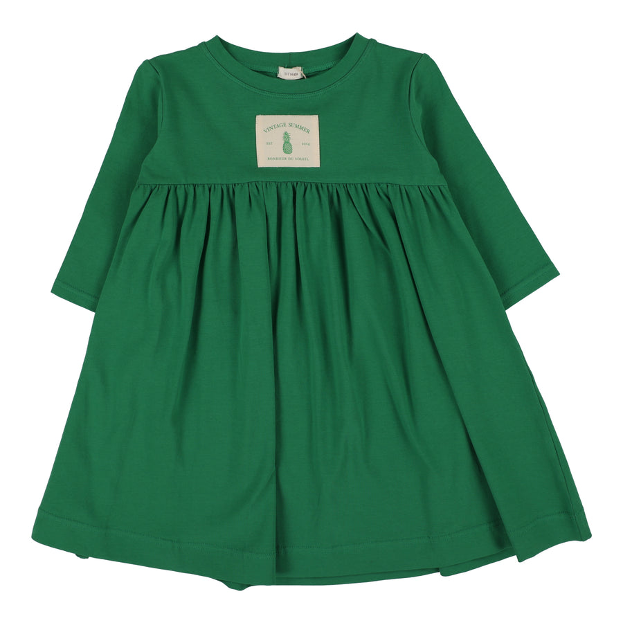 Patch green 3 quarter sleeve dress by Lil Leggs