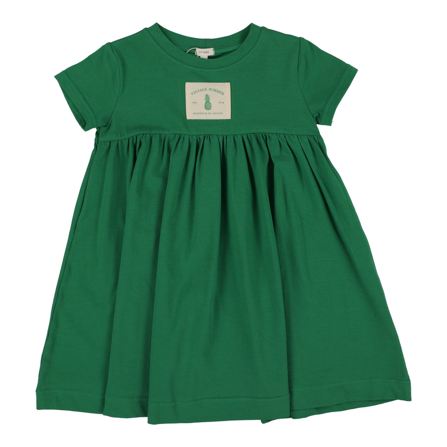 Patch green short sleeve dress by Lil Leggs