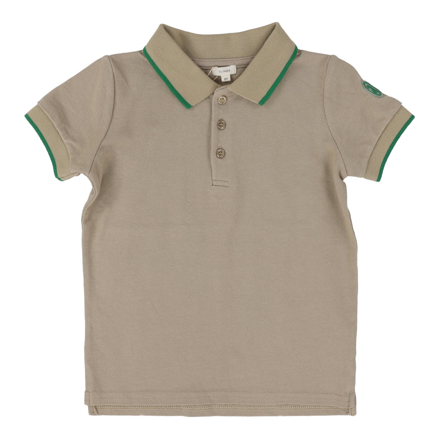 Taupe short sleeve polo shirt by Lil Leggs