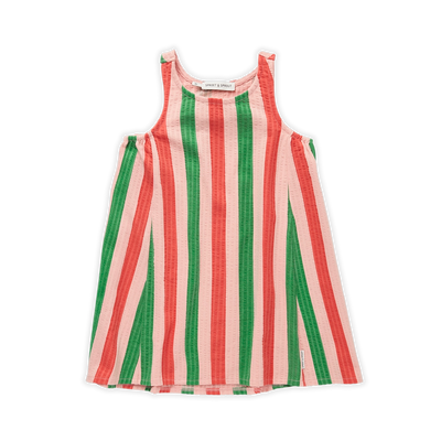 Coral stripe dress by Sproet & Sprout