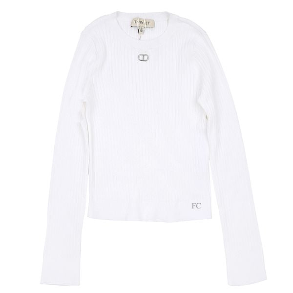 White ribbed knit sweater by Twinset