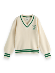 Chest embroidery v-neck pullover by Scotch & Soda