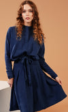 Pleat blue denim skirt by Luna Mae