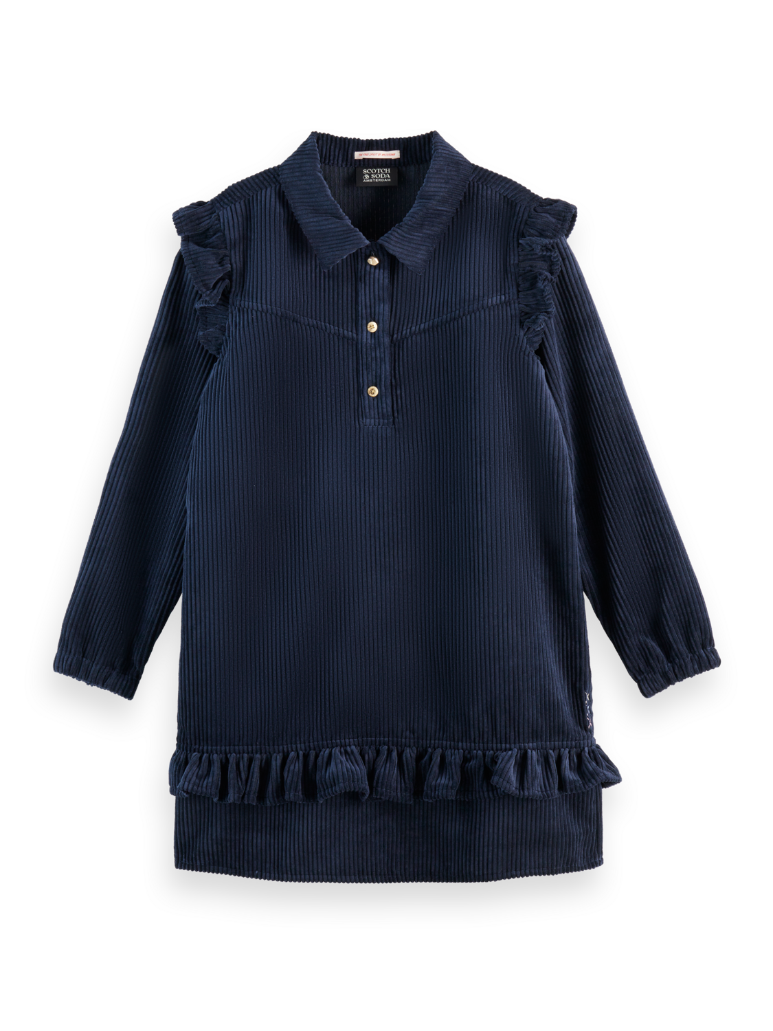 Scotch & Soda Corduroy Ruffle Detail Dress