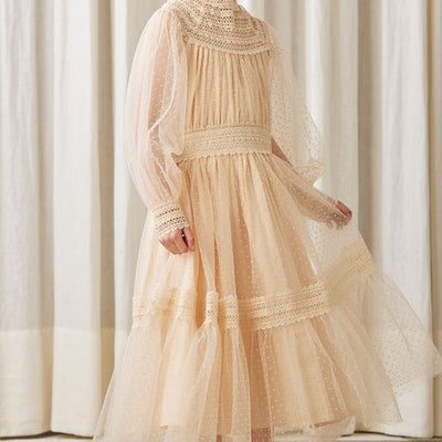 Tulle crochet cream lace dress by Petite Amalie