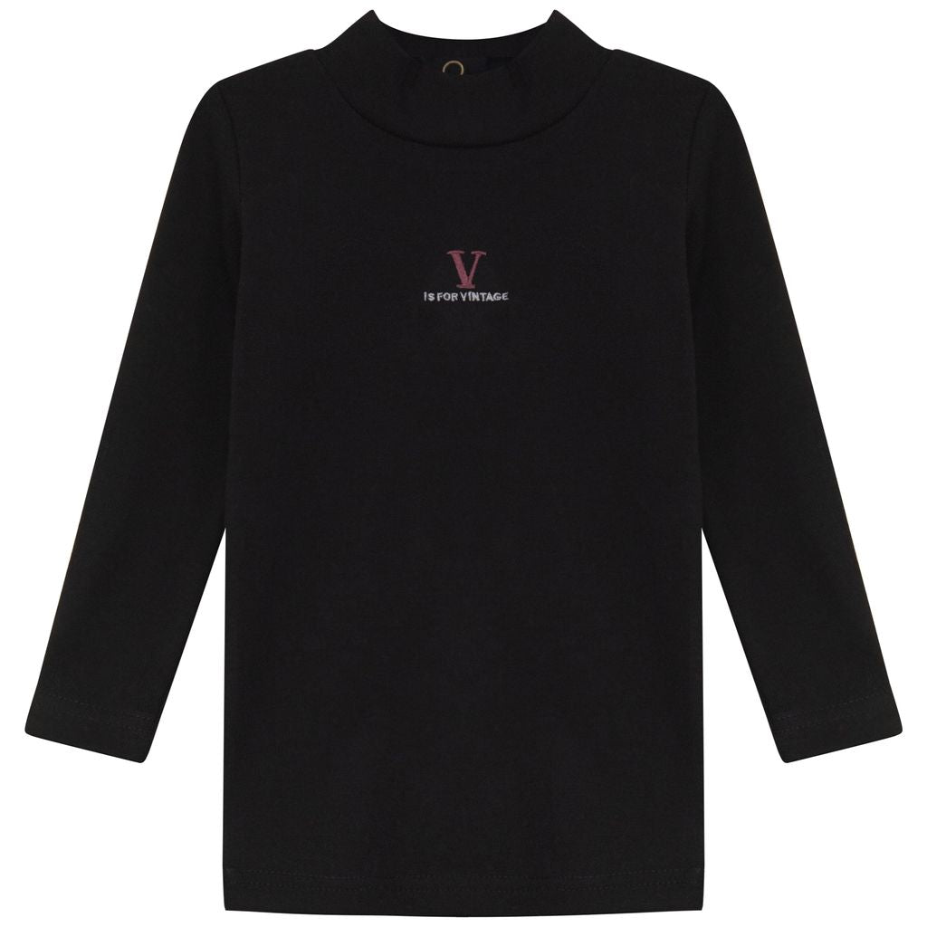 Calla Lili Vintage black mockneck