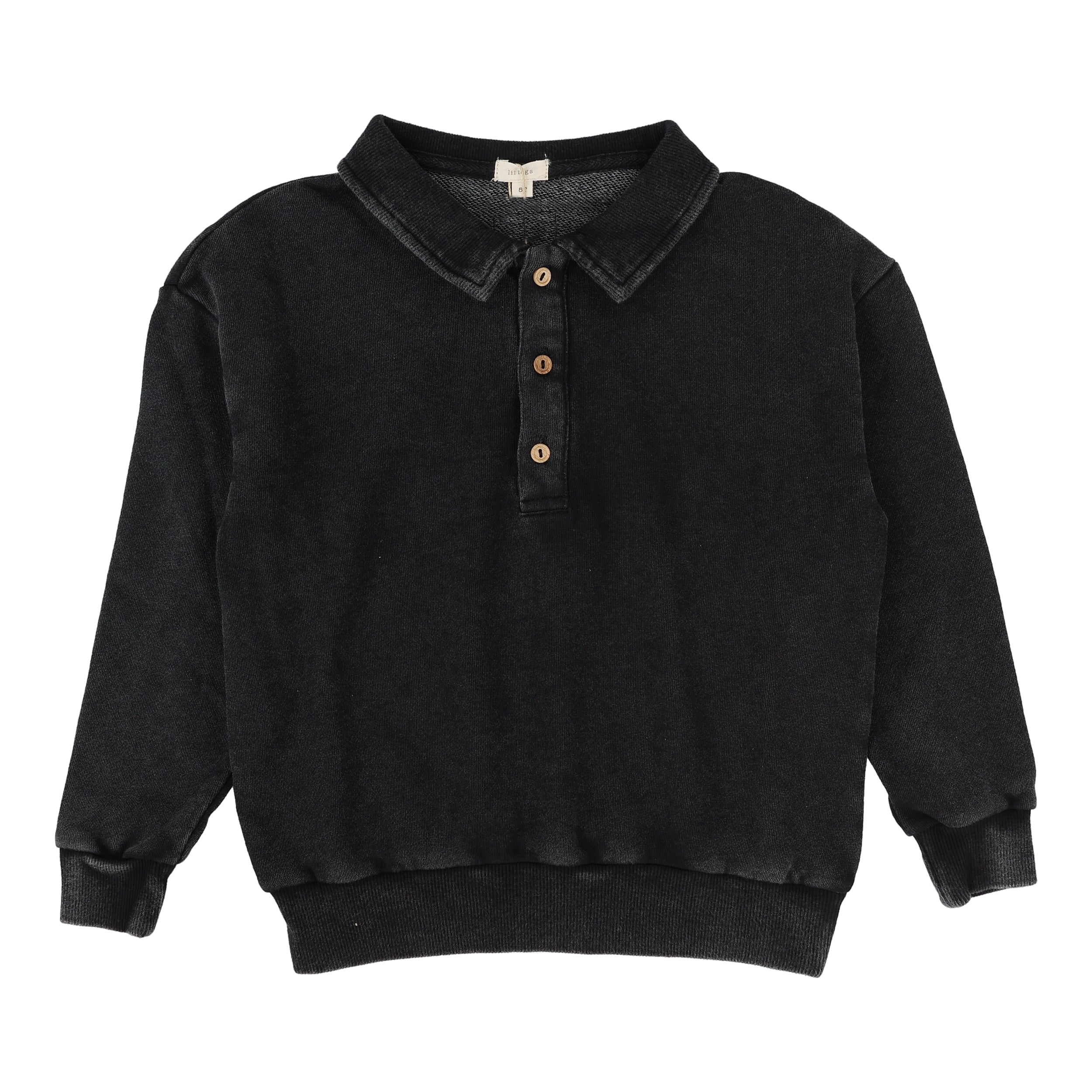 Lil Legs Black wash polo sweatshirt