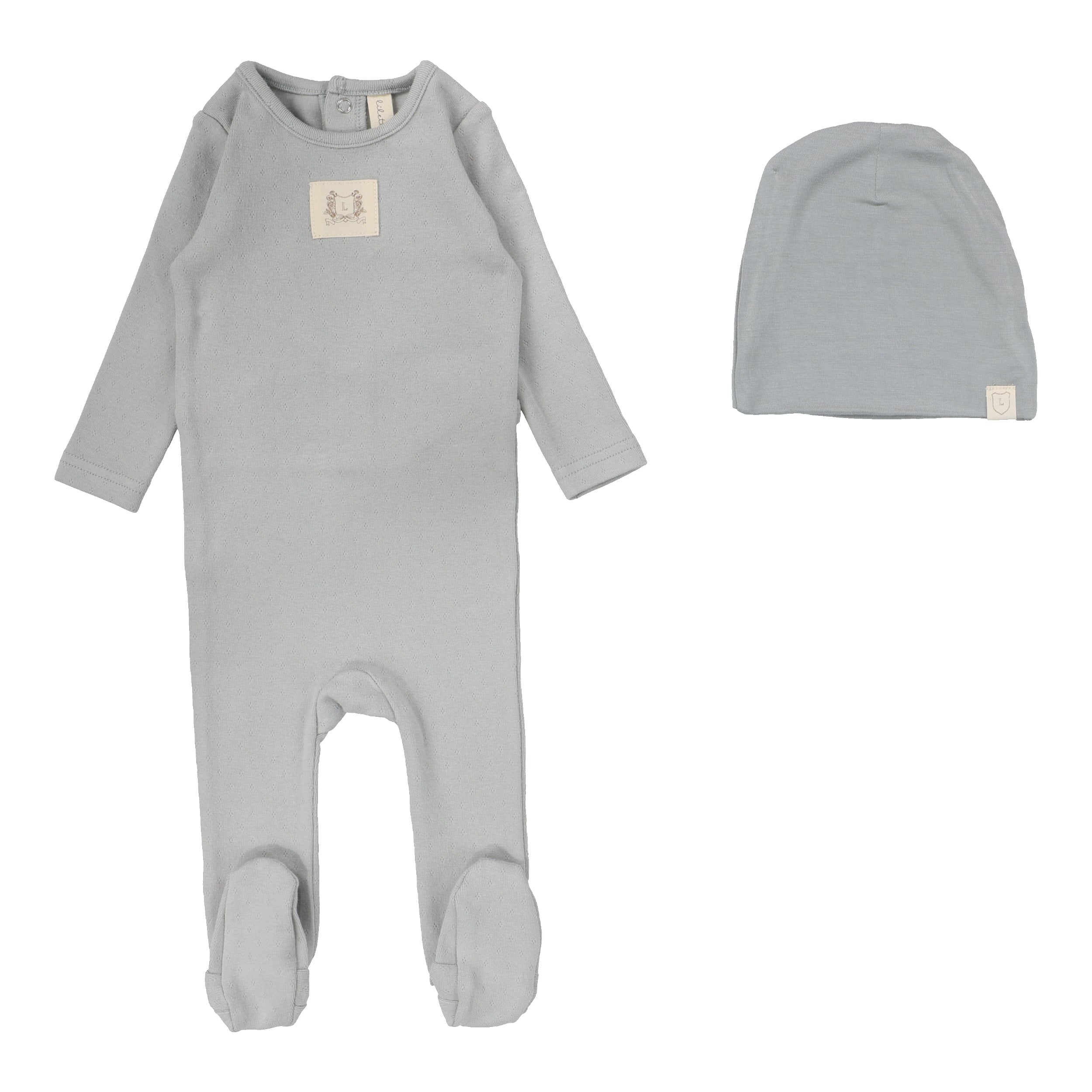 Lilette Pointelle emblem light blue footie set