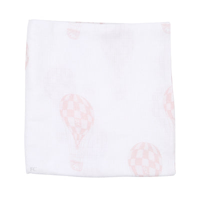 Powder pink hot air balloons swaddle by Petite Laure
