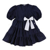 Volume Sleeve Navy Tiered Dress by Il Gufo
