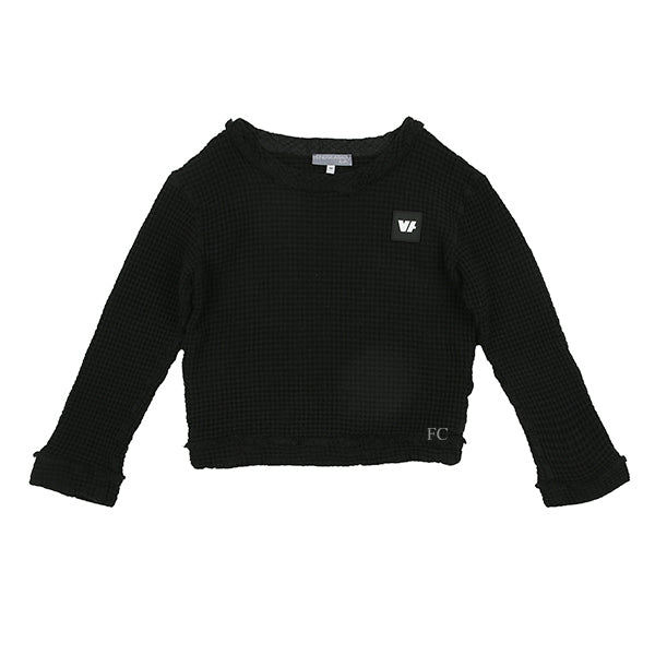 Fringed waffle cotton sweater by Venera Arapu - Flying Colors