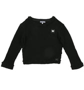 Fringed waffle cotton sweater by Venera Arapu - Flying Colors