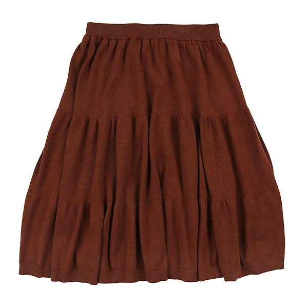 Tiered Brown Knit Skirt by Luna Mae