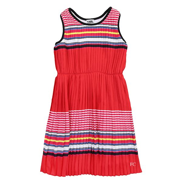 Multi Striped Pleated Dress by Karl Lagerfeld - Flying Colors
