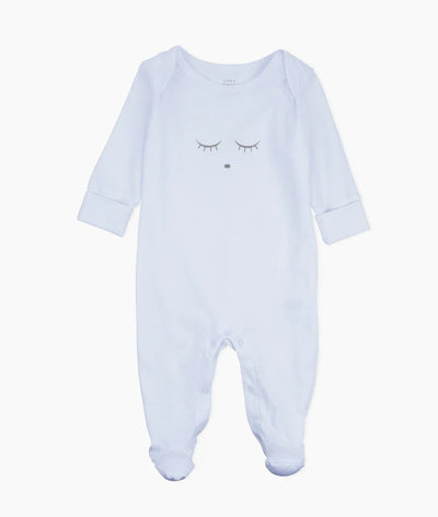 Sleeping cutie blue footie + hat by Livly