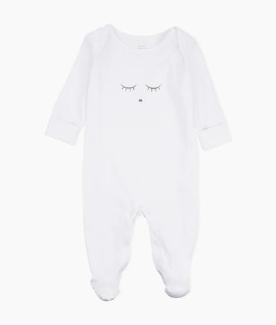 Sleeping cutie white footie + hat by Livly