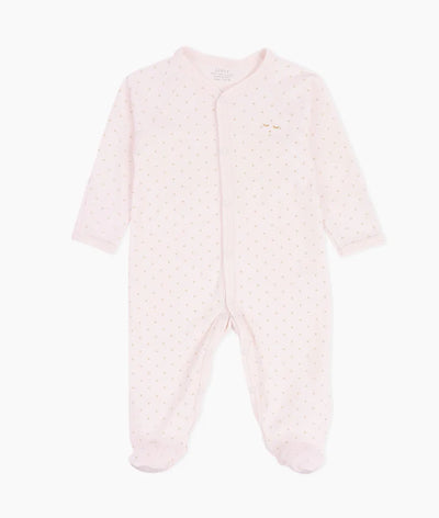 Gold dots pink footie + hat by Livly
