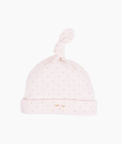 Gold dots pink footie + hat by Livly