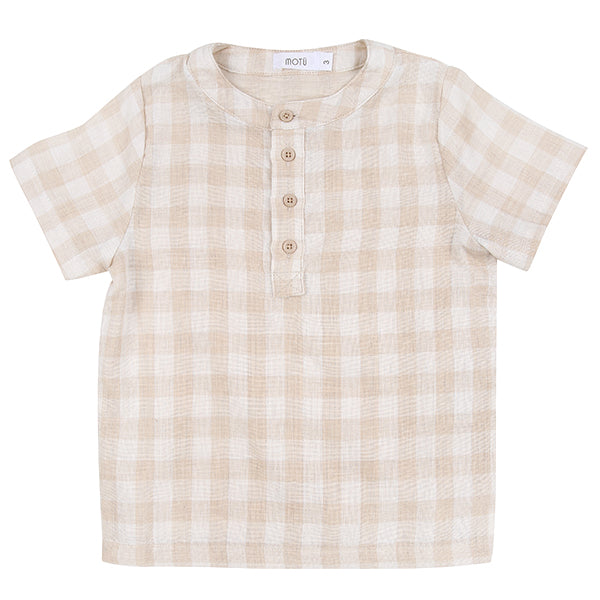 Beige Check Shirt by Motu