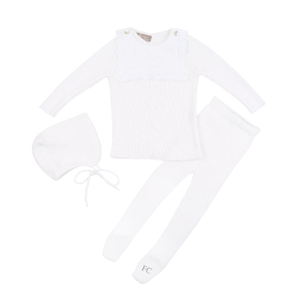 White 2 pc + bonnet by Carmina