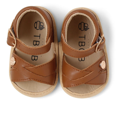 TBGB Luggage Brown Leather Baby Sandal
