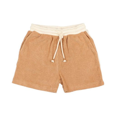 Caramel terry cloth shorts by Buho