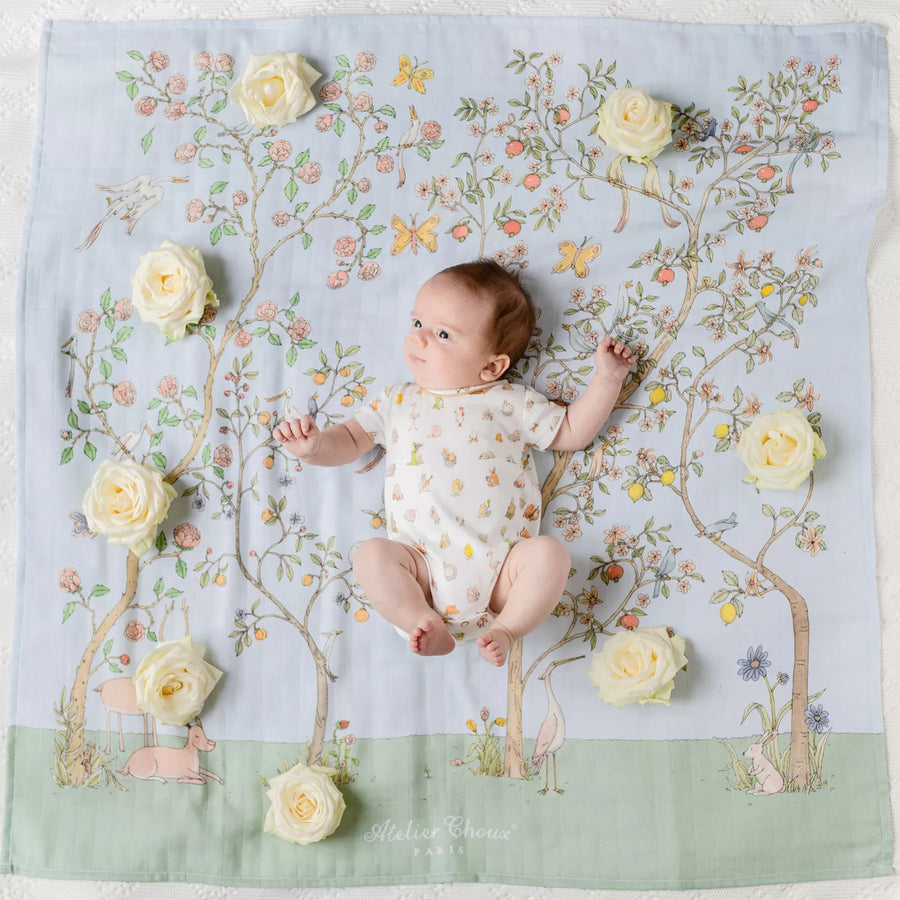 In Bloom Blue Swaddle by Atelier Choux