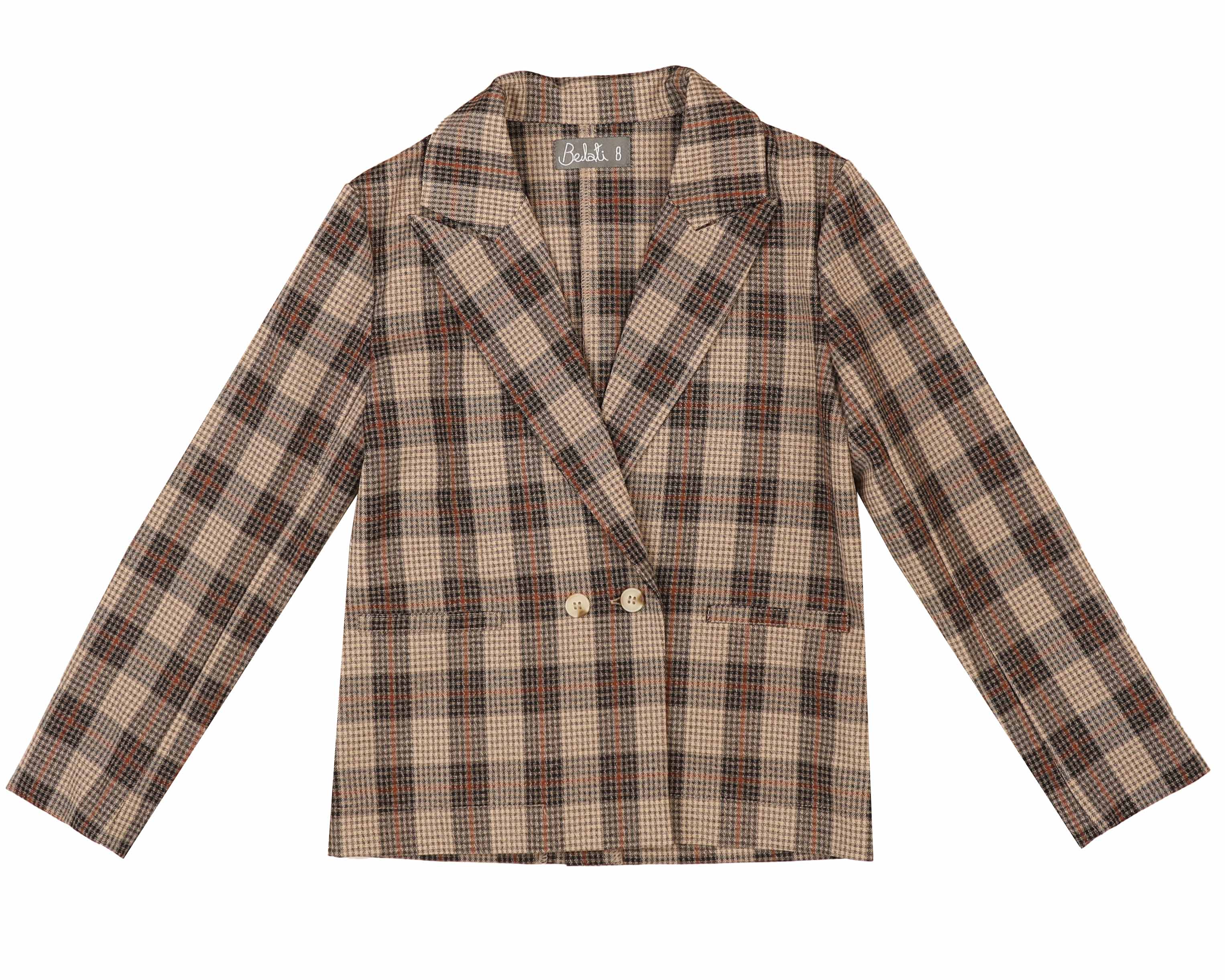 Beige Plaid Classic Jacket by Belati - Flying Colors