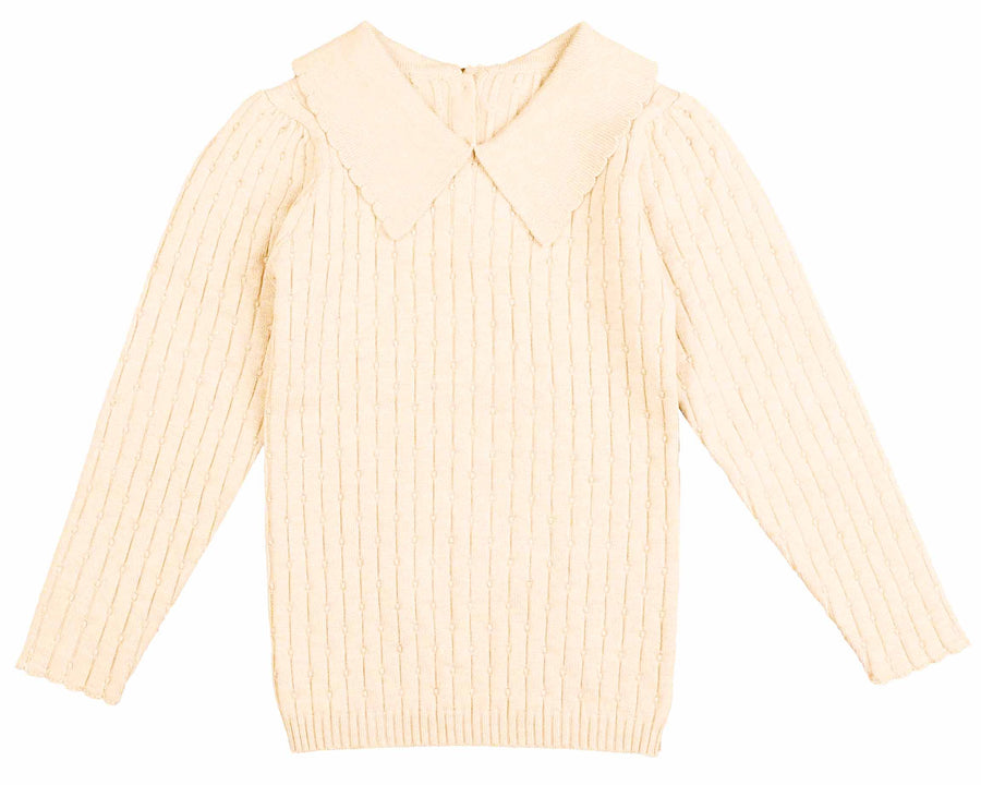 Pointelle cream collared knit by Belati