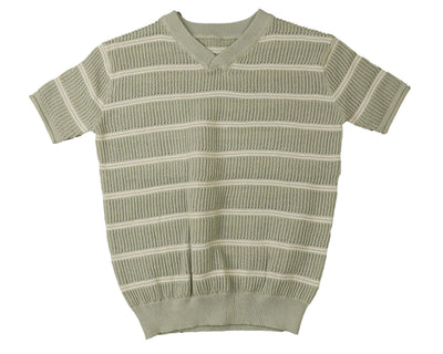 Sage pointelle stripe knit top by Belati