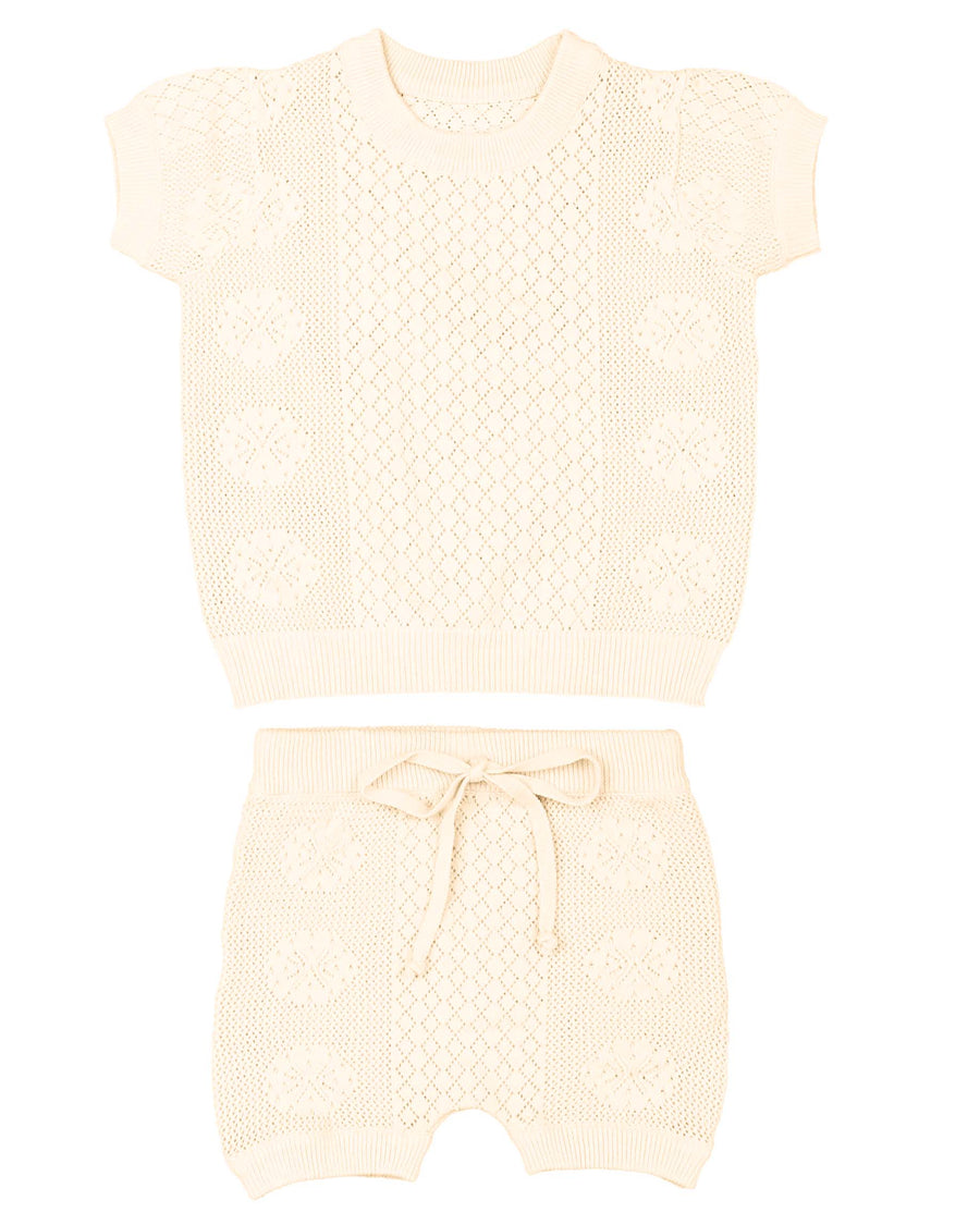 Ivory floral pointelle 2 peice set by Belati