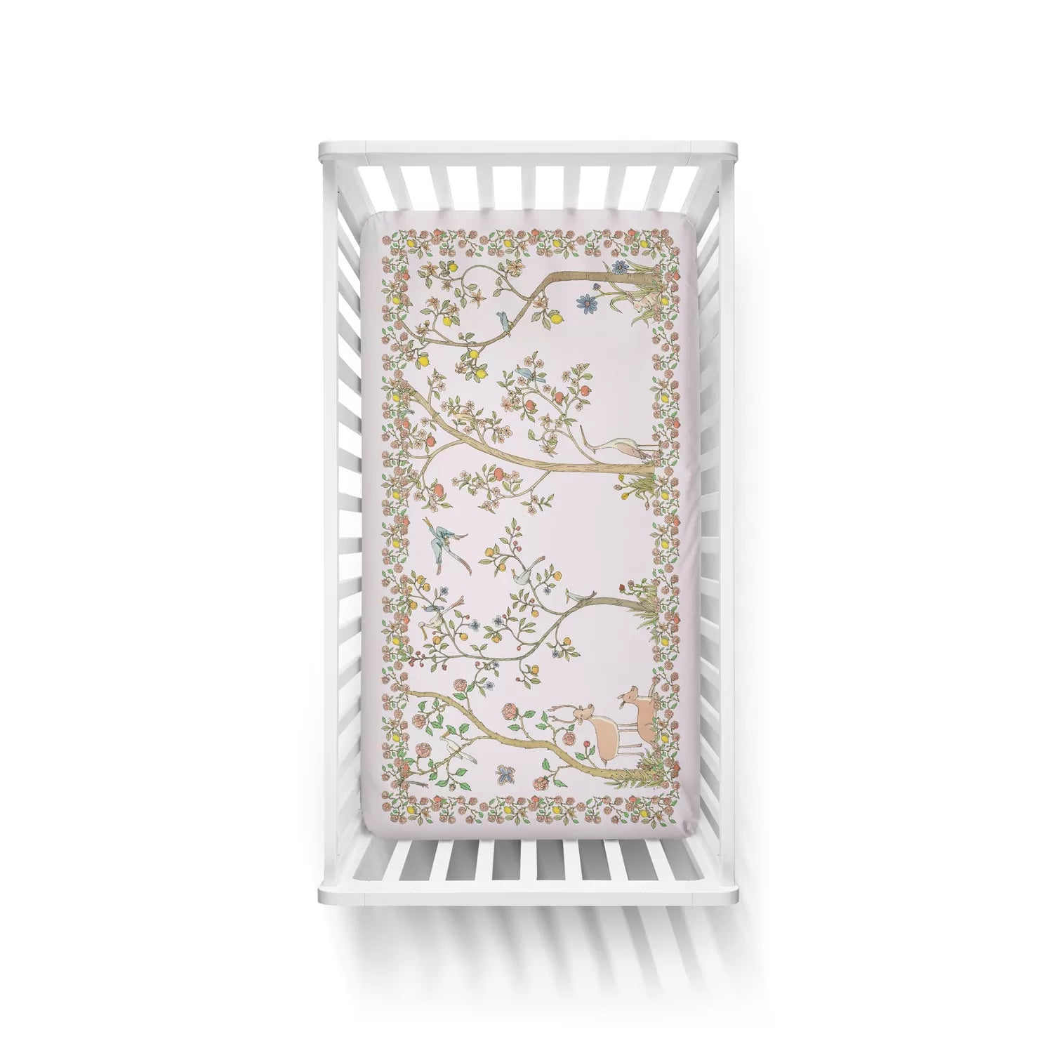 In Bloom Pink Satin Fitted Sheet by Atelier Choux - Flying Colors
