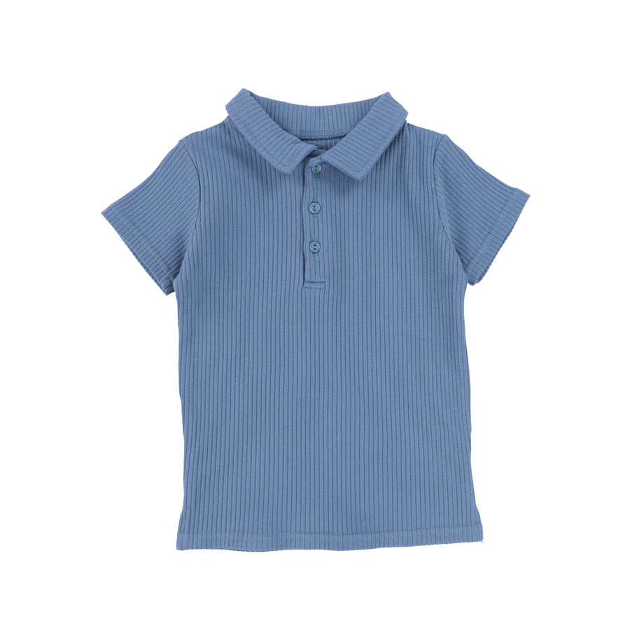 Blue Wide Ribbed Polo By Analogie
