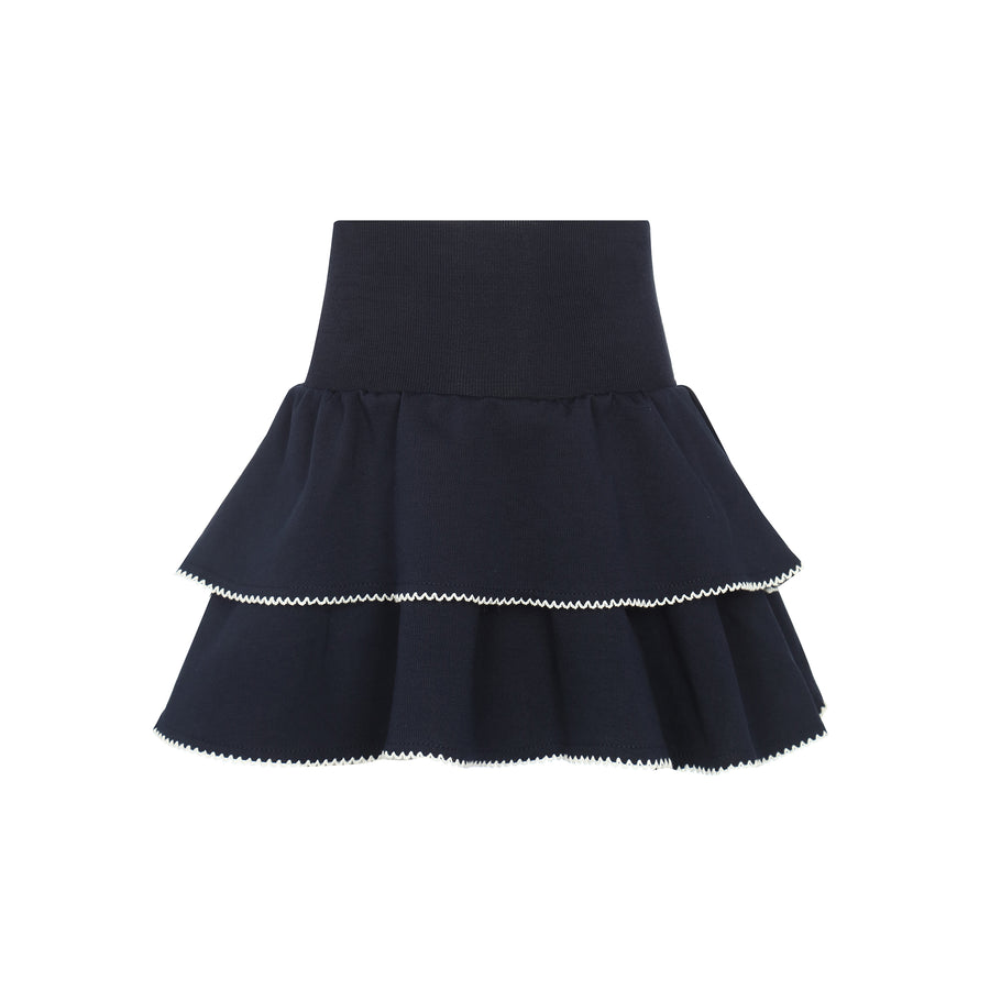 Tiered navy milano skirt by Little Parni