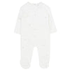Heart embroidered white footie + hat by Kipp