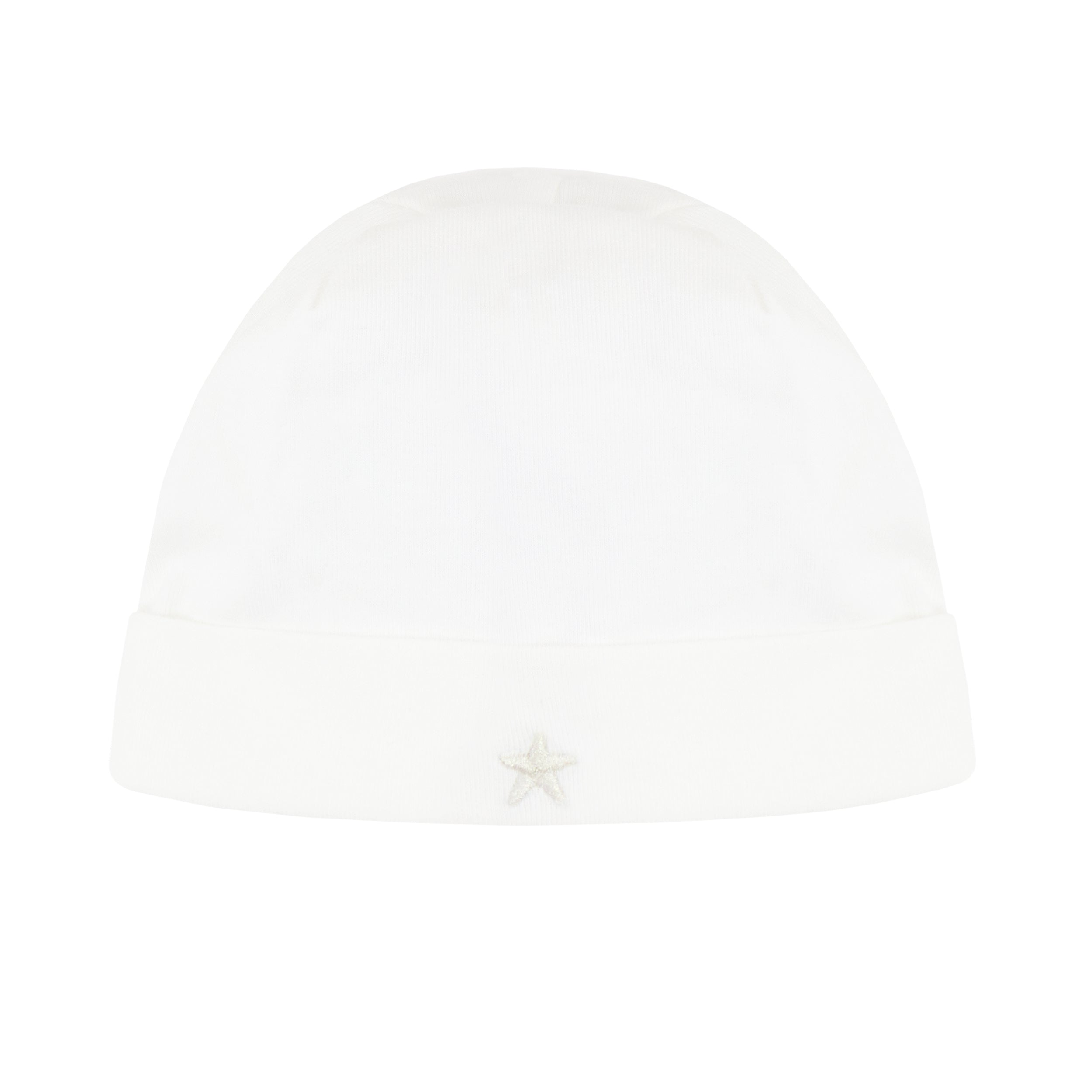 Star white embroidered footie + hat by Kipp