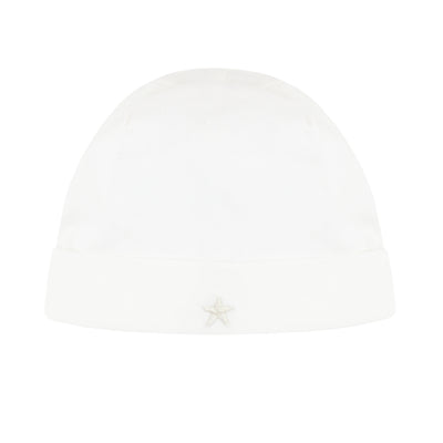 Star white embroidered footie + hat by Kipp
