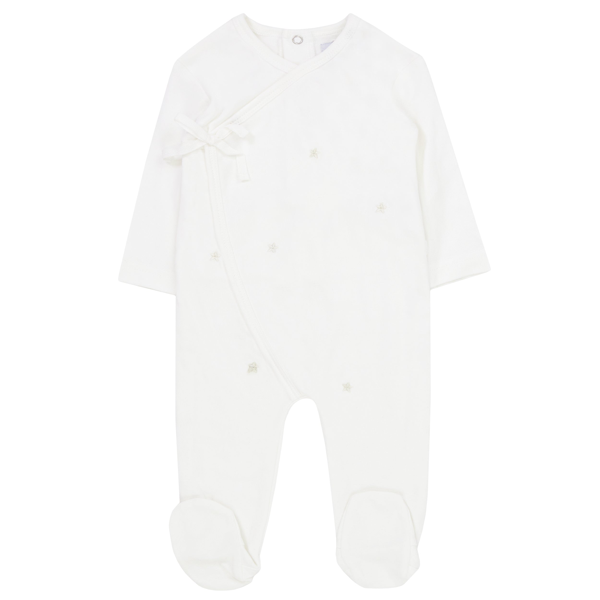 Star white embroidered footie + hat by Kipp