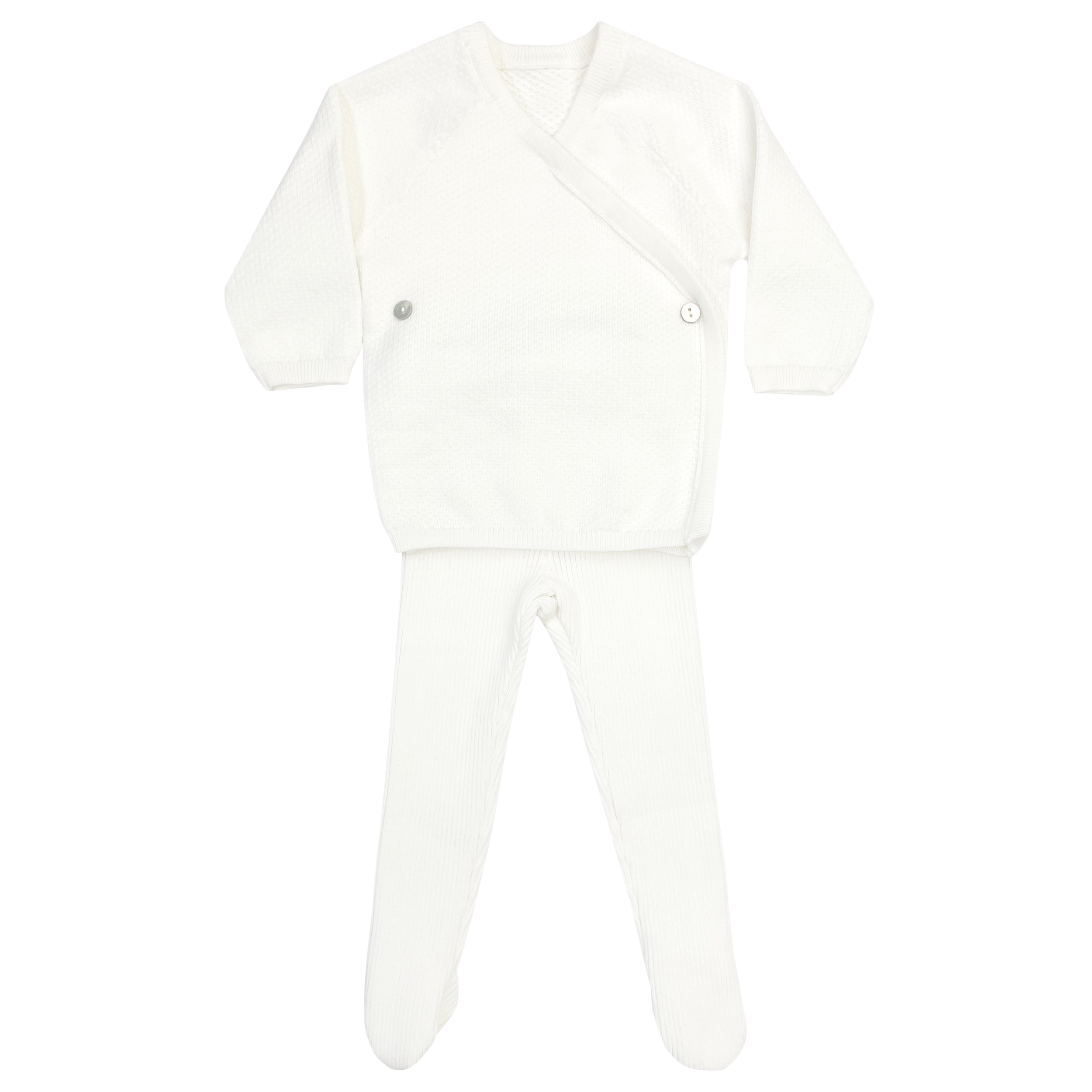 Pique white knit 3pc + blanket by Kipp