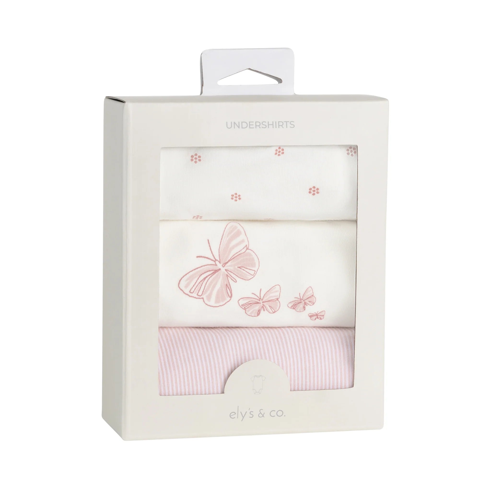 Pink stripes, floral dot, butterfly 3 pk undershirts by Ely's & Co