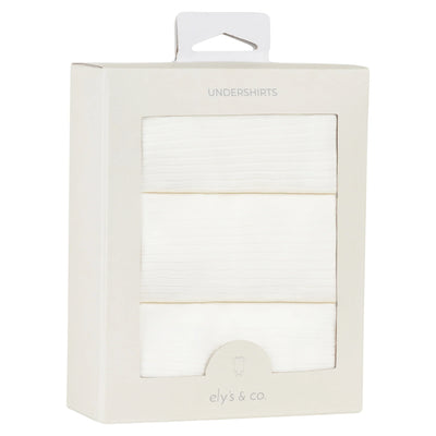 Ivory Scallop 3 pk undershirts by Ely's & Co