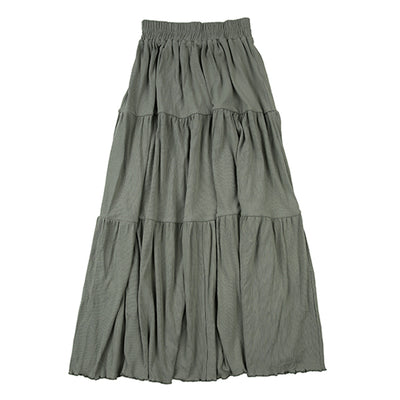 Green Ribbed Tiered Skirt by Luna Mae